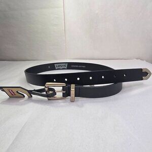 NWT Levi's Women's Western Metal Tip Black Leather Belt